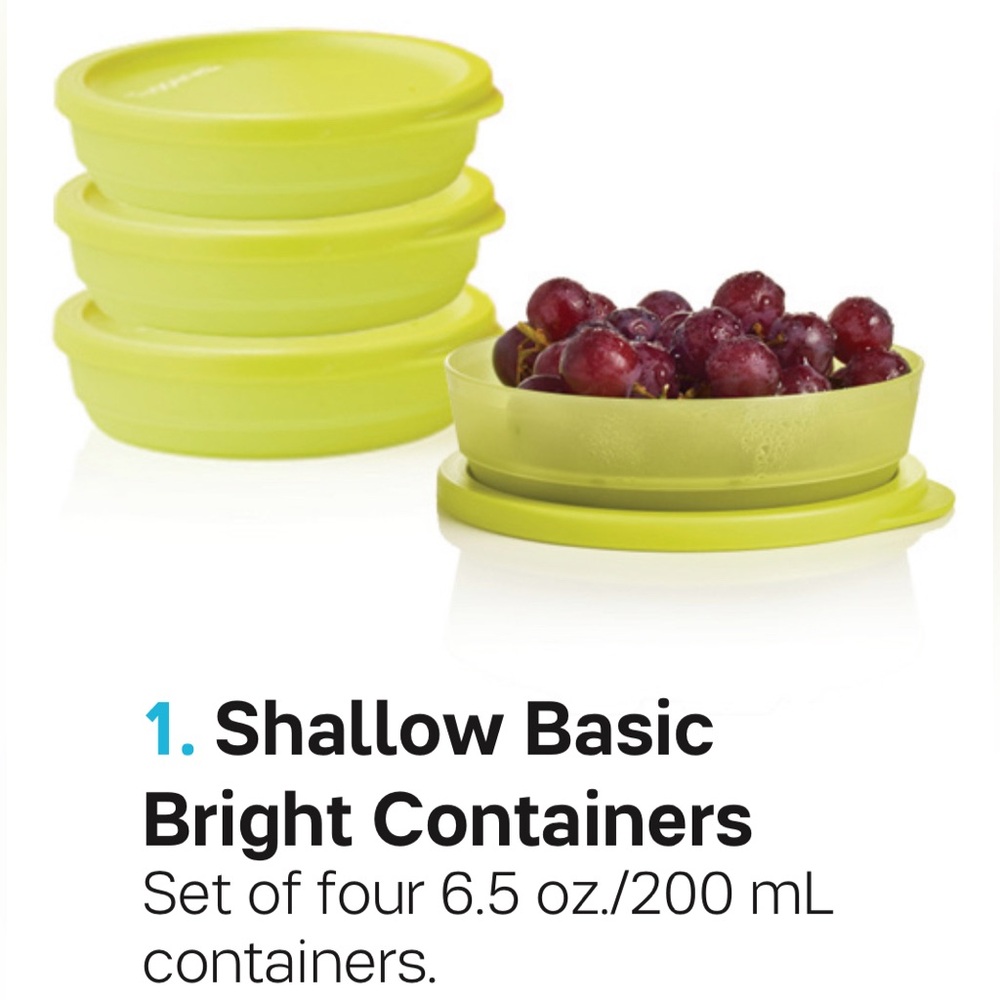 Tupperware Shallow Basic Bright Containers 4pc Set